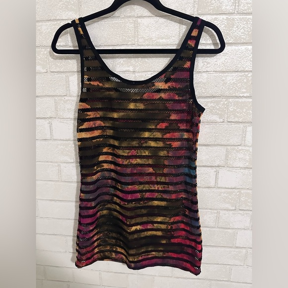 Buckle Bke Women’s Sheer Tie-Dye Tank Top Multicolor Grunge Size L #1981 - Picture 2 of 4